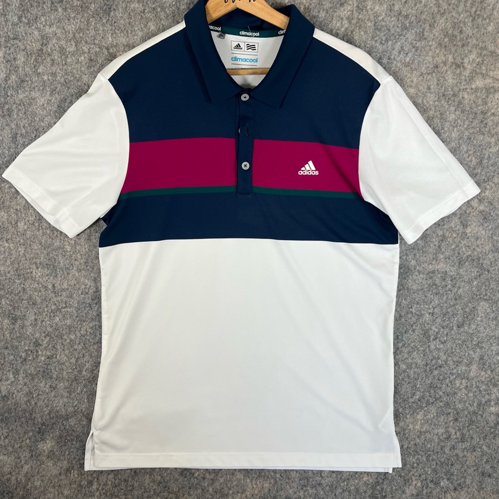 Adidas Climacool Golf Men's Polo Performance color block shirt men’s medium